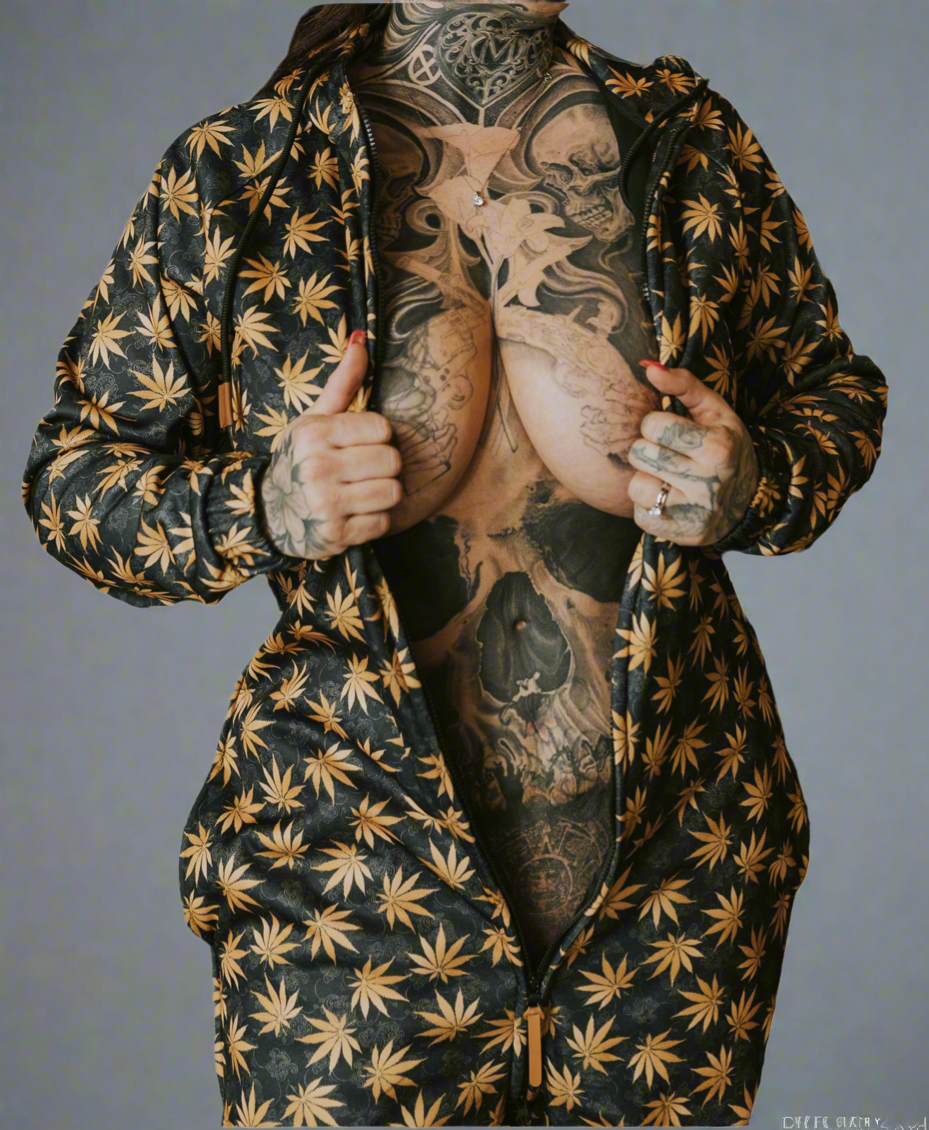 Black and Gold Marijuana Leaves Tat2zie