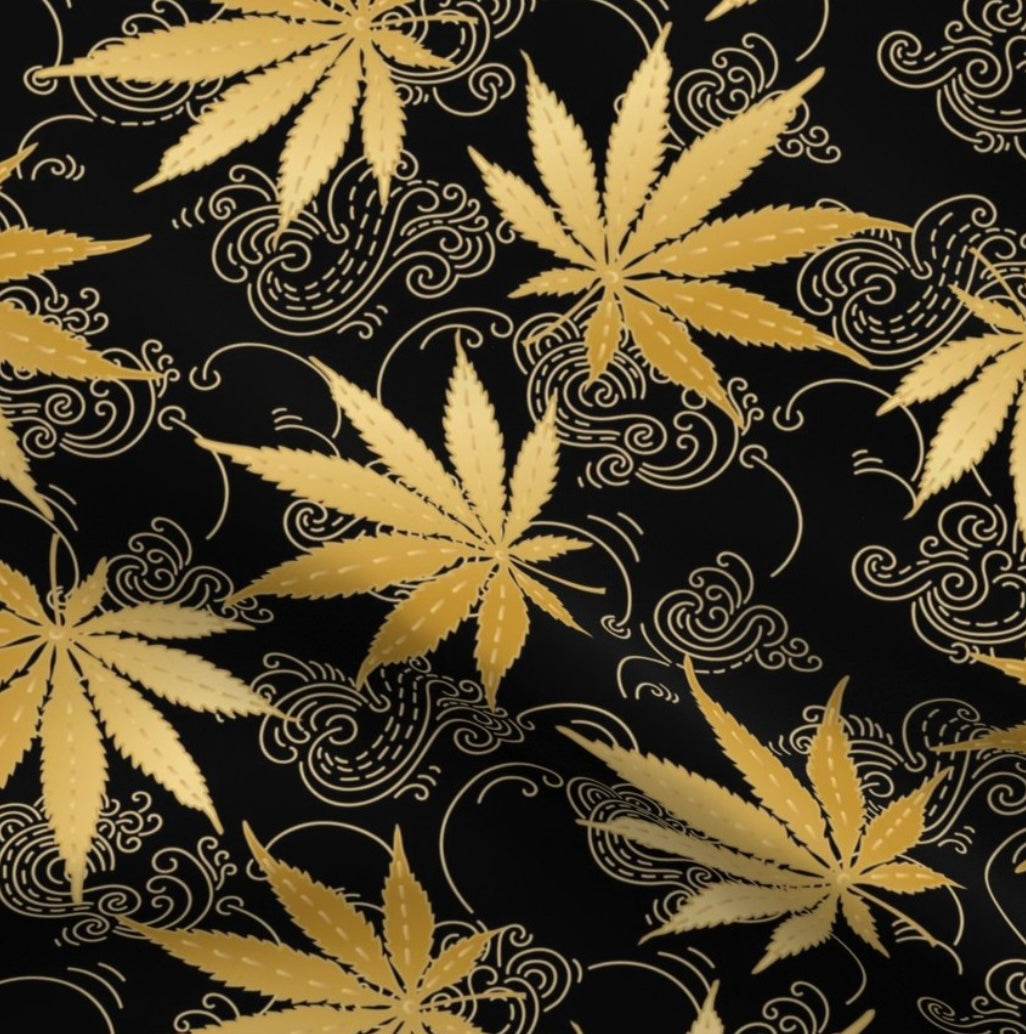 Black and Gold Marijuana Leaves Tat2zie